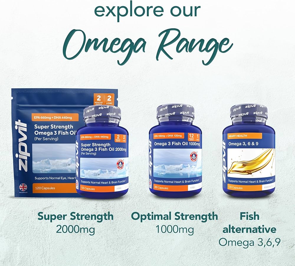 Omega 3 Fish Oil 2000mg, EPA 660mg DHA 440mg per Daily Serving. 120 Capsules (2 Months Supply). Supports Heart, Brain Function and Eye Health