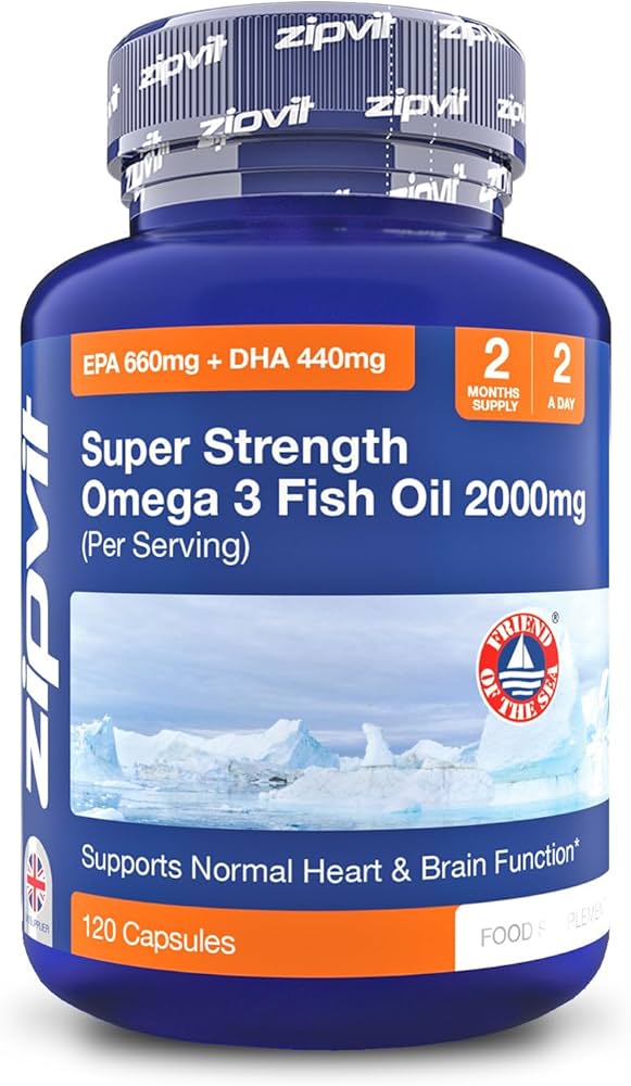 Omega 3 Fish Oil 2000mg, EPA 660mg DHA 440mg per Daily Serving. 120 Capsules (2 Months Supply). Supports Heart, Brain Function and Eye Health