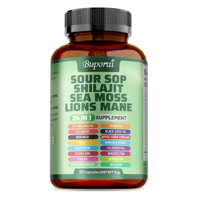 24-In-1 Soursop Supplement - Improve Skin Health, Promote Energy, Immunity, Promote Digestion, Maintain Overall Health