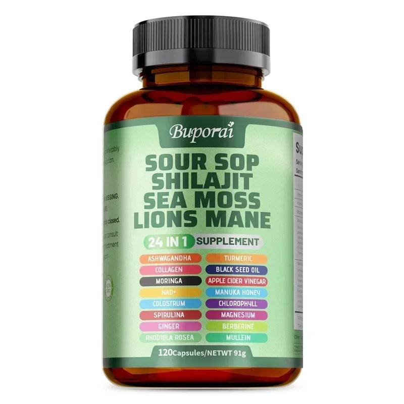 24-In-1 Soursop Supplement - Improve Skin Health, Promote Energy, Immunity, Promote Digestion, Maintain Overall Health